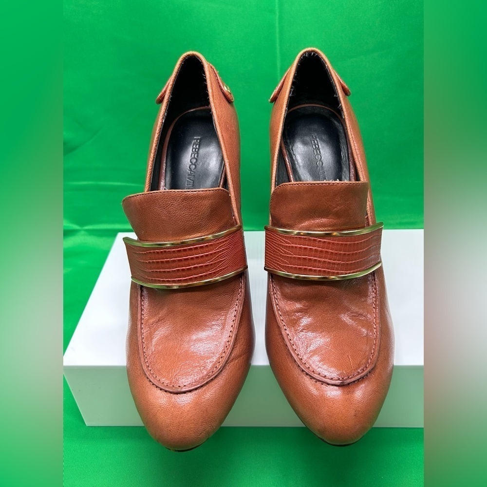 Rebecca Minkoff Raven Loafer Pumps 4" chunky Heel Career‎ Leather  Size 9M